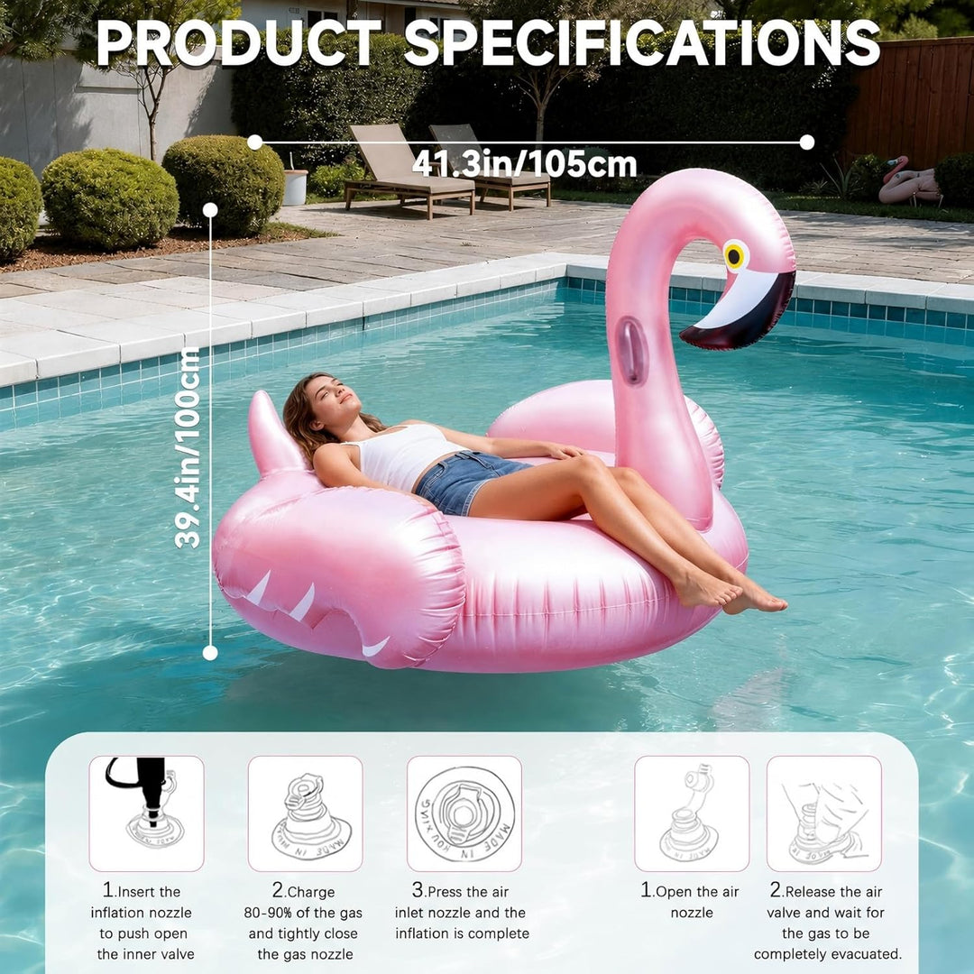 Flamingo Aufblasbar Einhorn, Luftmatratze Pool Erwachsene, Reittier Aufblasbar, Schwimmtier Dinosaur