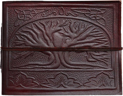 Paper High Kleines Fotoalbum geprägt Leder Baum des Lebens für 60 Fotos 15x10 cm 18x14 cm Fair-Trade