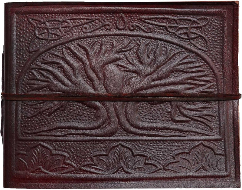 Paper High Kleines Fotoalbum geprägt Leder Baum des Lebens für 60 Fotos 15x10 cm 18x14 cm Fair-Trade
