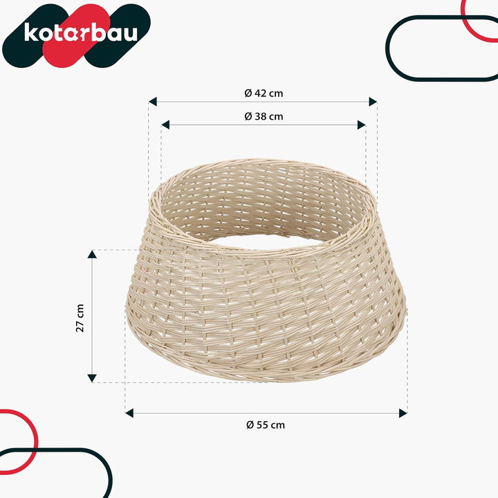 KOTARBAU® Weihnachtsbaum Rock aus Weide Ø 60 cm Gebleicht Christbaumständer aus Rattan Natur Weihnac