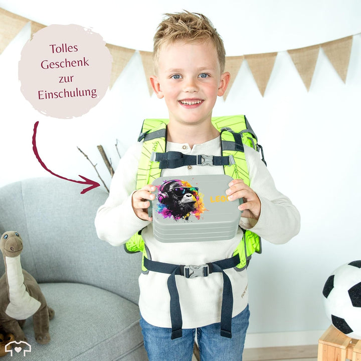 Kinder Bento Box Midi Lunchbox für Mepal Bentobox - Brotbox DJ Affe cool Monkey Geschenk Schulkind I