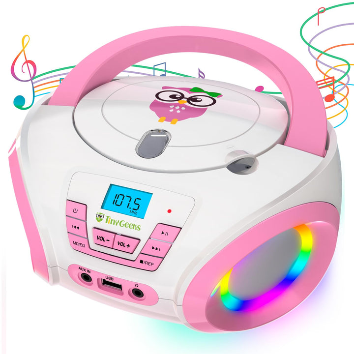 TinyGeeks Tunes Kids Boombox CD-Player für Kinder NEU 2024 + UKW-Radio + Inklusive Batterien + Blaue