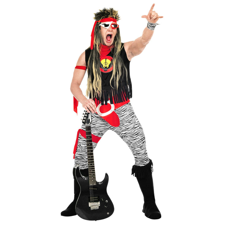 "ROCK STAR" (Sleeveless shirt, pants, belt, wristband, arm and legbands, boot covers, headband) - (X