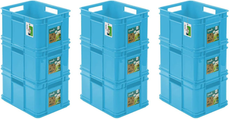 9x Euro Stapelbox 16l - 35 x 27 x 21 cm – Eco Aufbewahrungsbehälter Euro-box Stapelkasten Transport