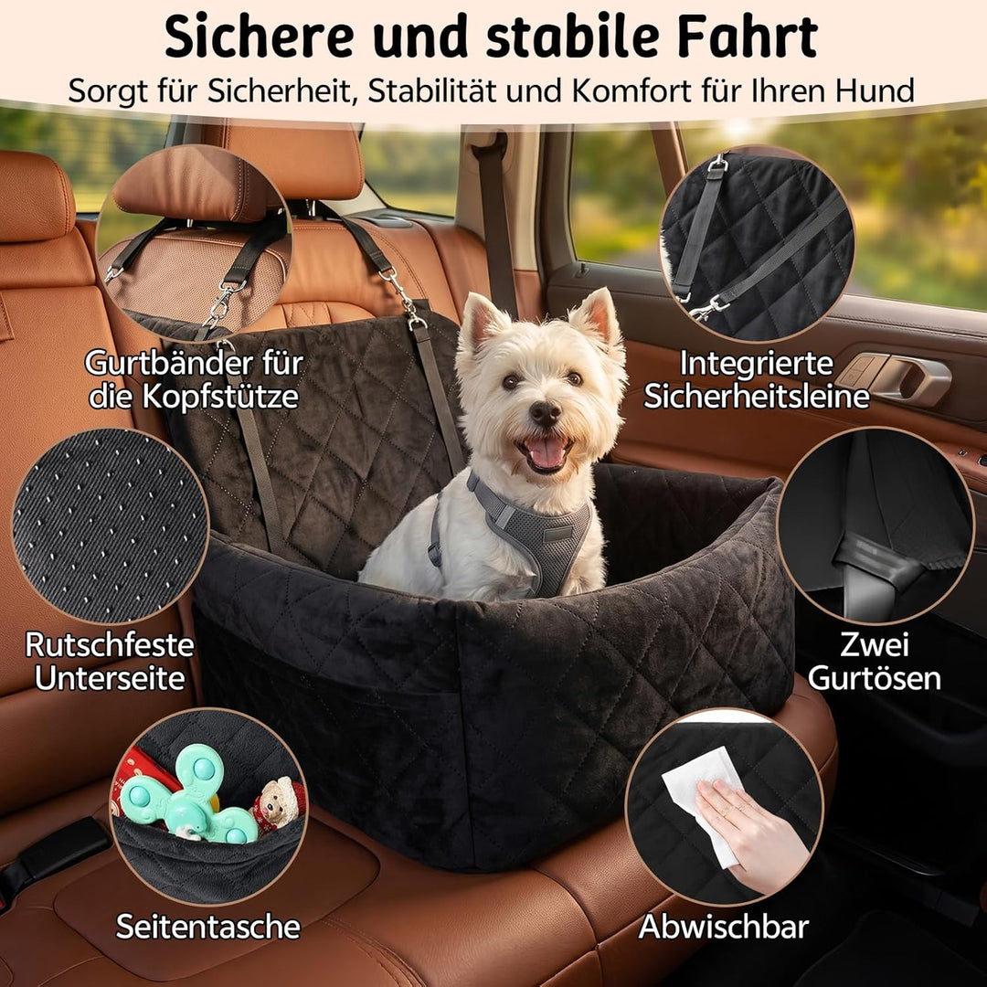 Hunde Autositz für Kleine Hunde, Hundesitz Auto mit dickem Memory-Schaum, Auto-Sitzerhöhung hundeaut
