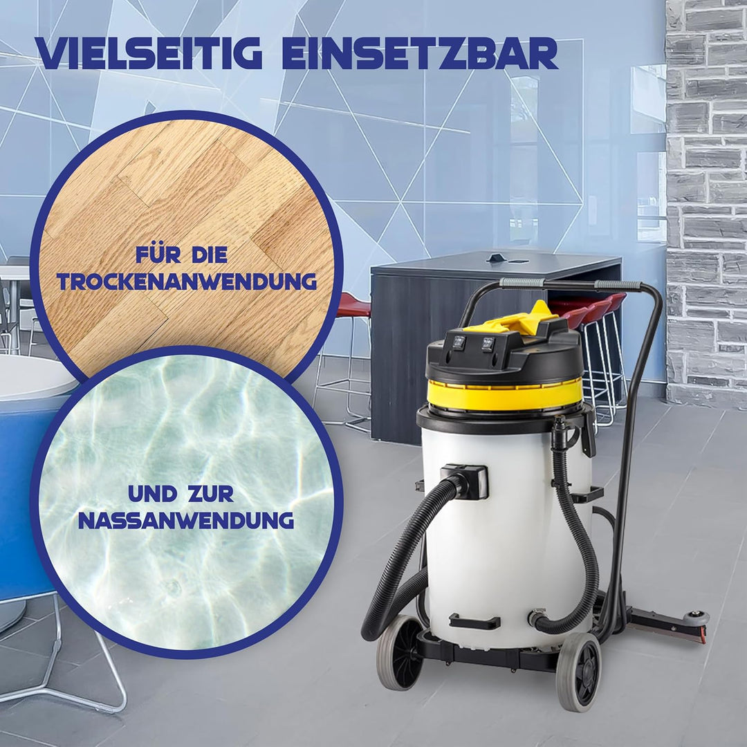 Nass und Trockensauger HL 60SB – Industriesauger, leistungsstarkes Saugsystem mit 2x1000W Motoren, 6