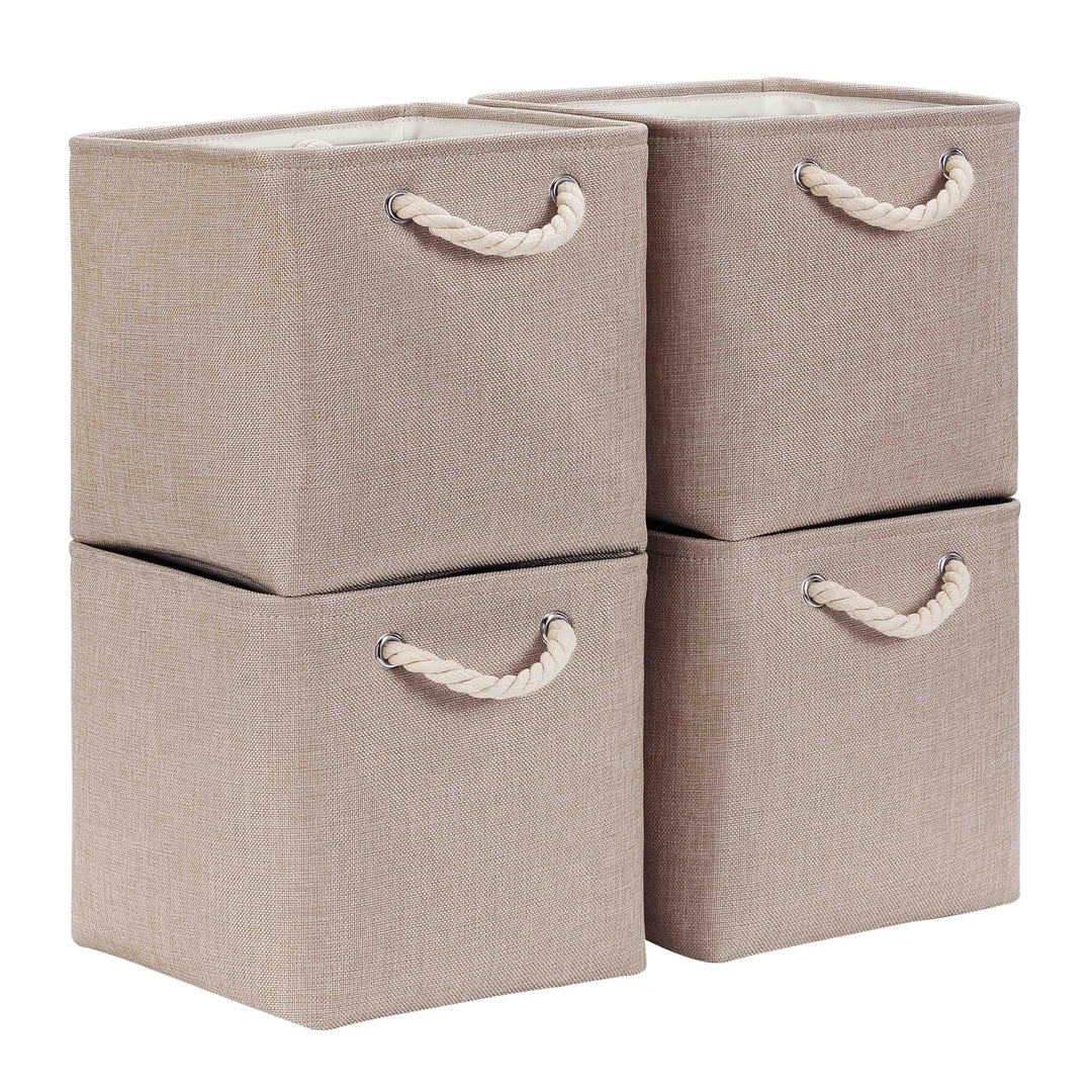 Mangata Aufbewahrungsbox Stoff 25x25x25 cm, aufbewahrungskorb Helles Khaki, Korbe Stoff in Würfel fü