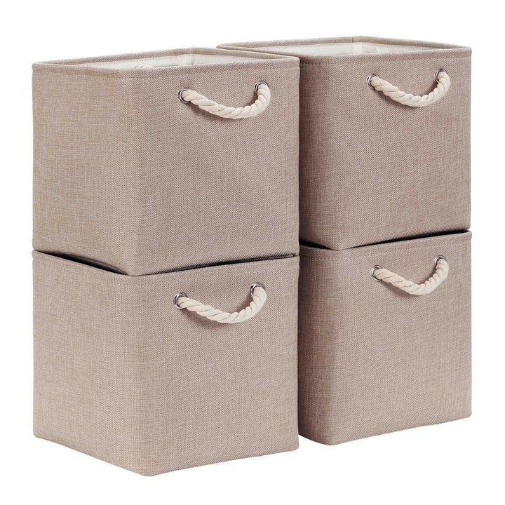 Mangata Aufbewahrungsbox Stoff 25x25x25 cm, aufbewahrungskorb Helles Khaki, Korbe Stoff in Würfel fü
