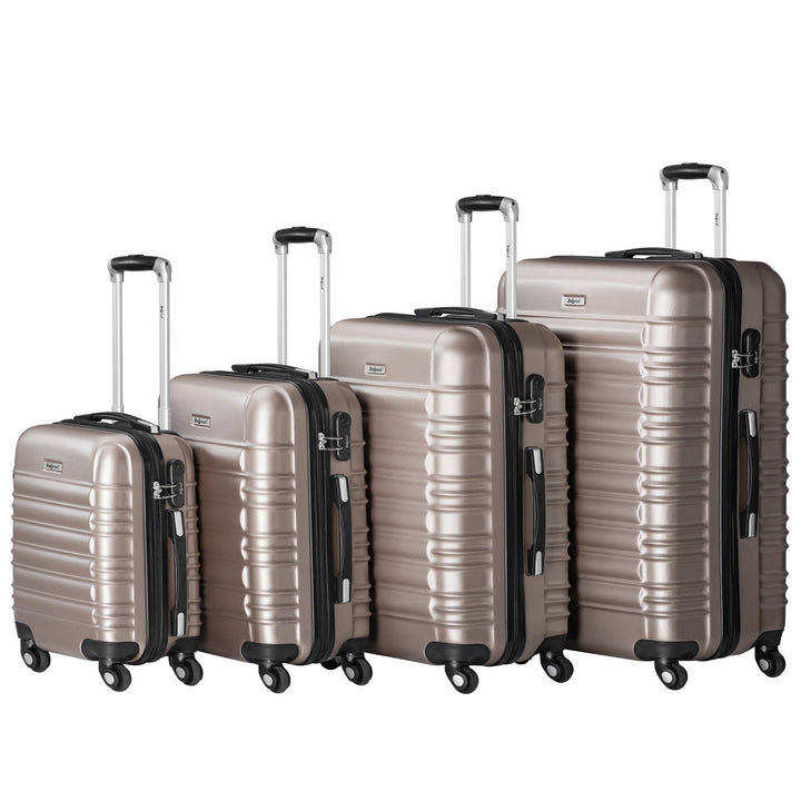 Zelsius Koffer Set 4 Stück | Champagner | ABS Hartschalenkoffer mit Zahlenschloss, 4 Rollen und Inne
