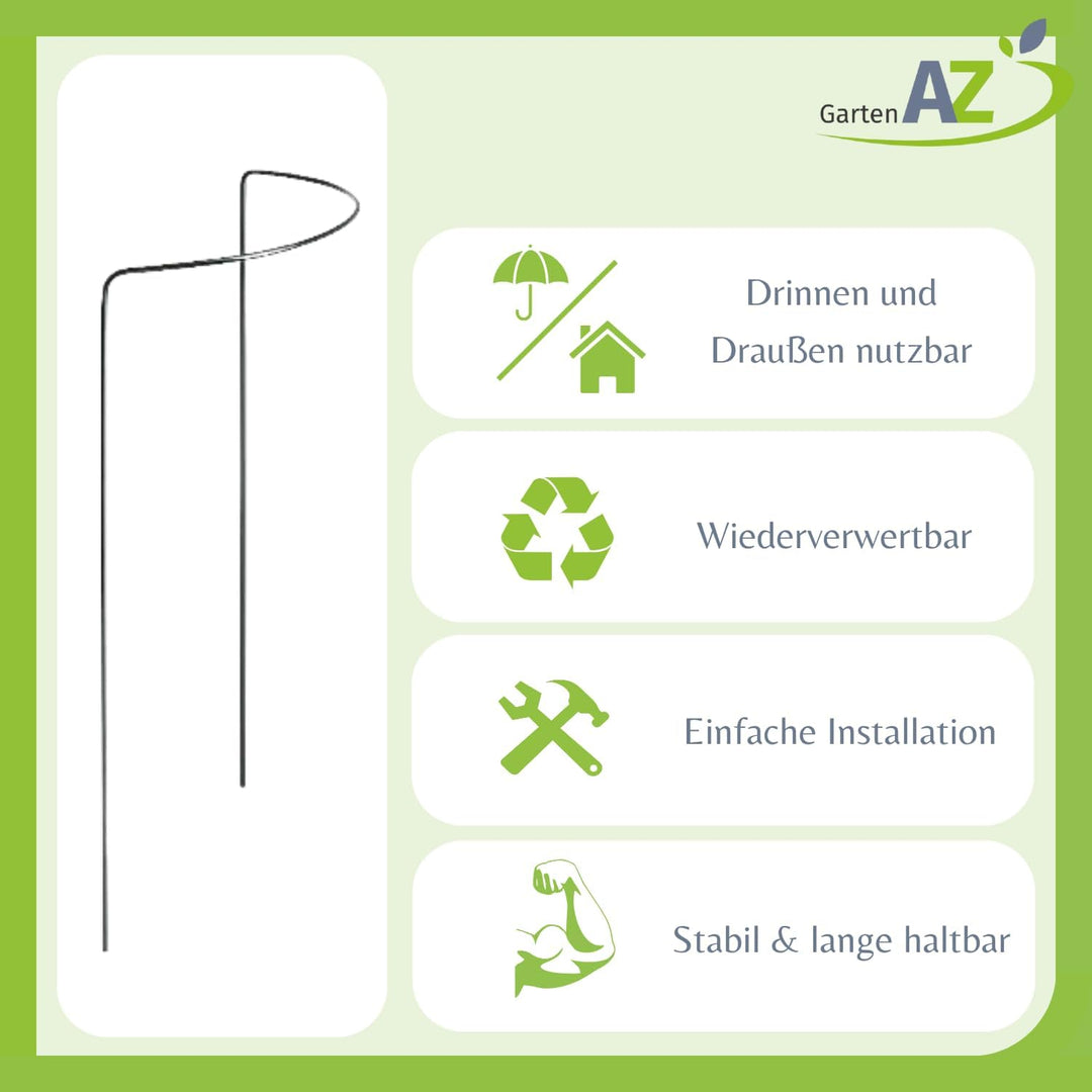 Pflanzenstütze 3er-Set Strauch- &amp; Staudenstütze Metall 70 cm hoch | Blumenstütze halbrund, rostfrei,