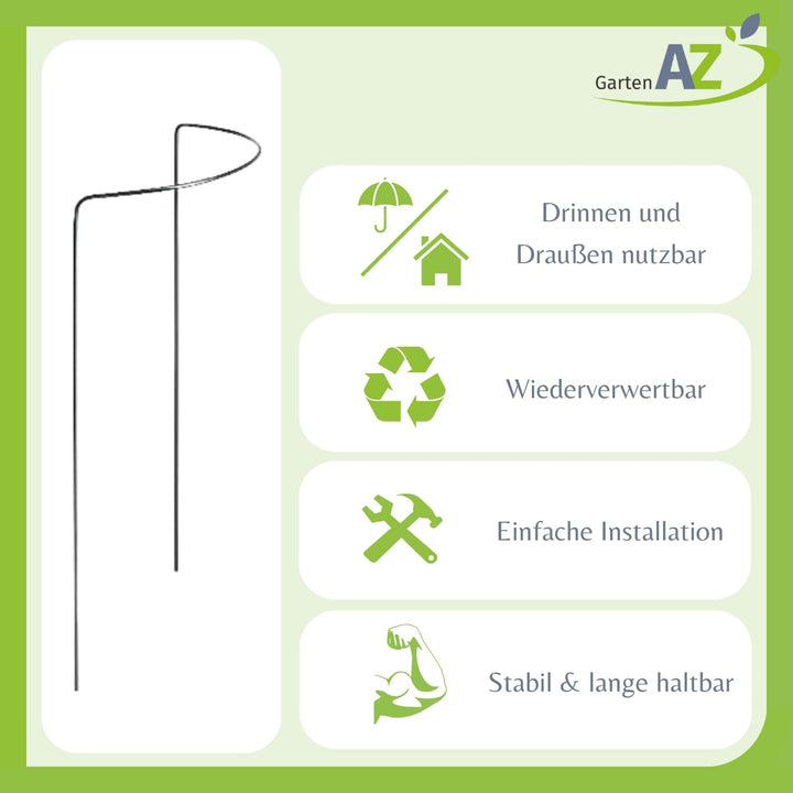 Pflanzenstütze 3er-Set Strauch- &amp; Staudenstütze Metall 70 cm hoch | Blumenstütze halbrund, rostfrei,