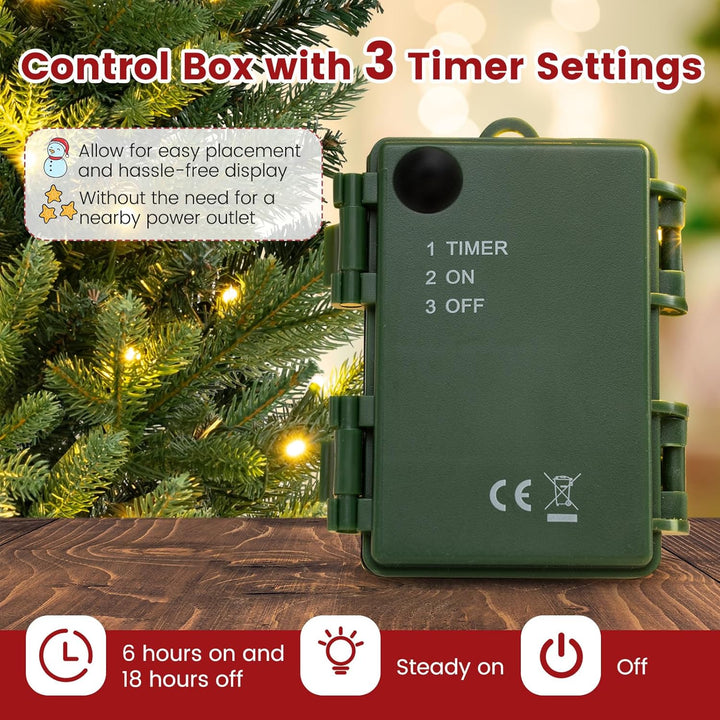 KOMFOTTEU 90 cm Künstlicher Weihnachtsbaum Mini mit Timer, Tisch Christbaum mit LED-Lichtern & 363 Z