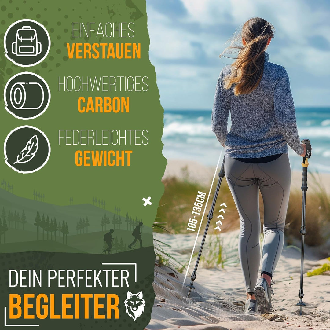 KESSER® Wanderstöcke Aluminium oder Carbon mit Korkgriff | Nordic Walking Stöcke für Damen & Herren