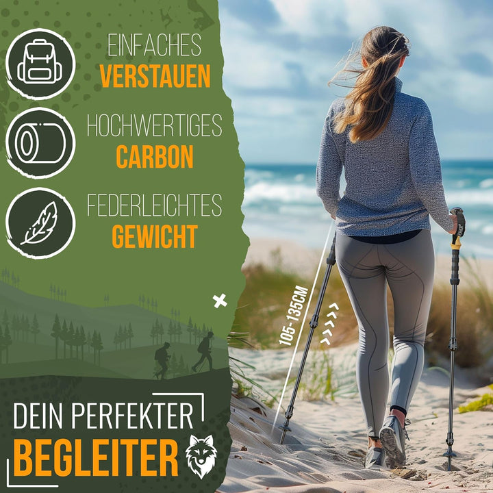 KESSER® Wanderstöcke Aluminium oder Carbon mit Korkgriff | Nordic Walking Stöcke für Damen & Herren