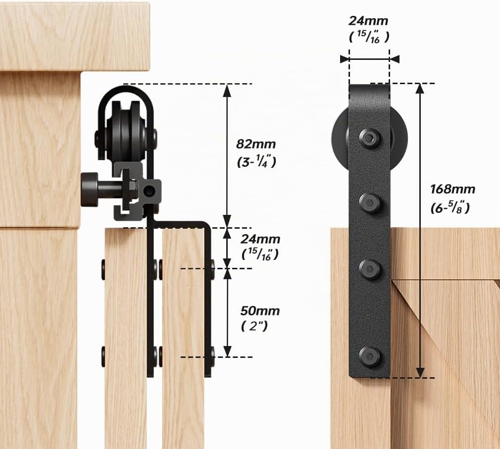 Mini Schiebetür Komplettset Schiebetürbeschlag 122cm Laufschiene mit Rollen Schiebetürsystem für Byp