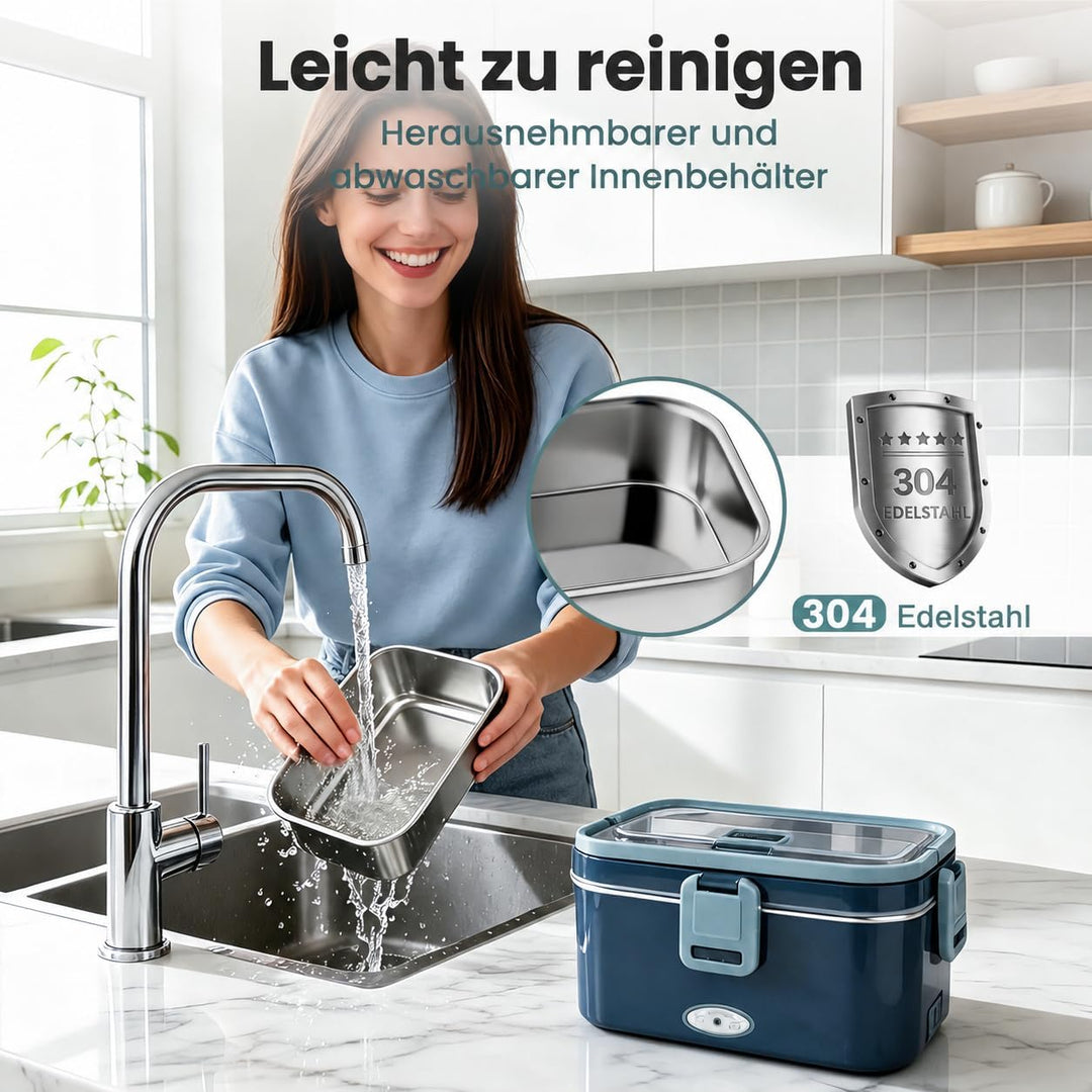 Anykuu Elektrische Lunchbox 100W 1,8L grosse Kapazität Lunchbox elektrisch 3-in-1 12V/24V/220V Wärme
