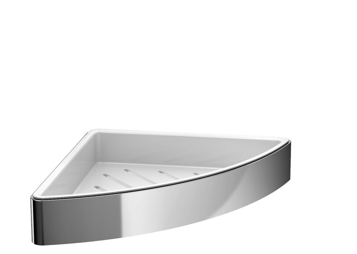 Emco Loft Eckschwammkorb mit Kunststoffeinsatz 179 x 36 x 179mm, Chrom/weiss Chrom Eckwandkorb, Chro