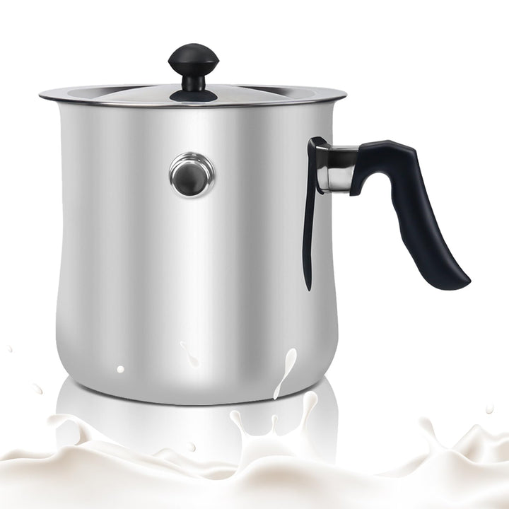 Doppelwandiger Milchtopf Induktion 1,5L, Edelstahl Wasserbad Topf mit Deckel und Pfeifton, Simmertop