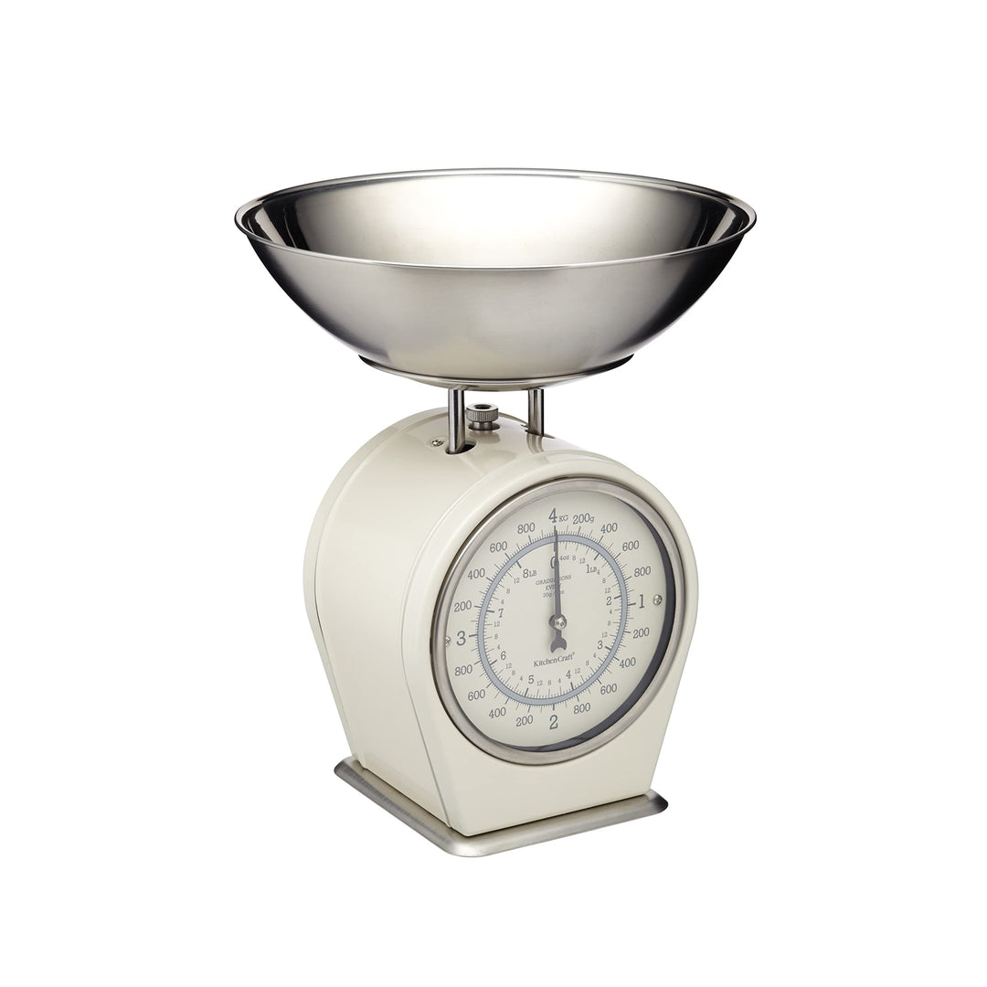 KitchenCraft Living Nostalgia Mechanische Küchenwaage, Traditionelle Waage in Vintage-Optik mit Wieg