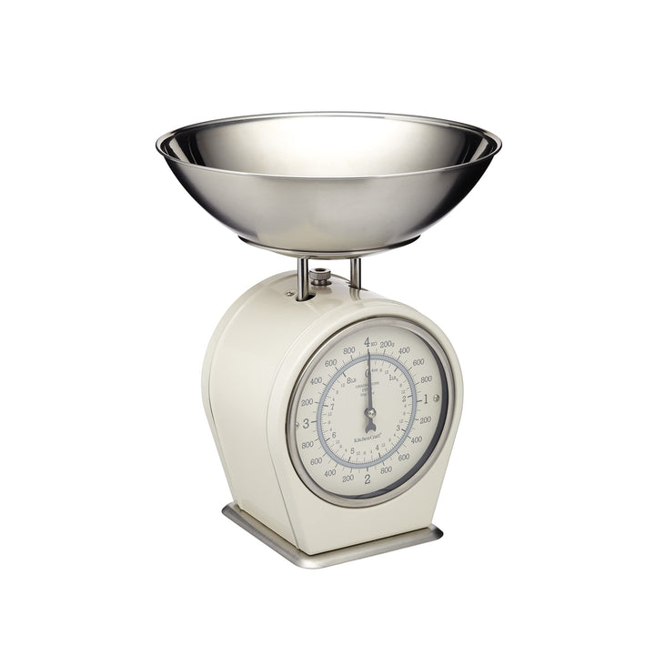 KitchenCraft Living Nostalgia Mechanische Küchenwaage, Traditionelle Waage in Vintage-Optik mit Wieg