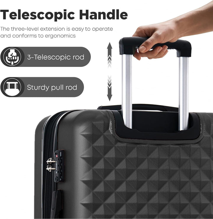 Reisekoffer Suitcase, Erweiterbarer Hartschalenkoffer Trolley mit TSA-Schloss und hochwertigem YKK-R