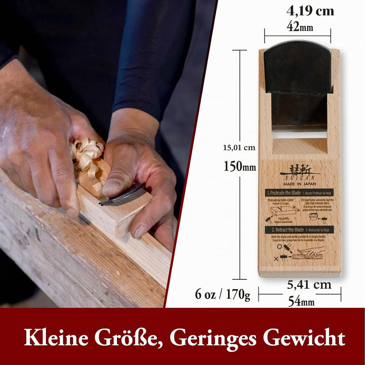 SUIZAN Japanische Holzblockhobel Kanna 4,2 cm (42 mm) Handhobel japanische Holzbearbeitungswerkzeuge