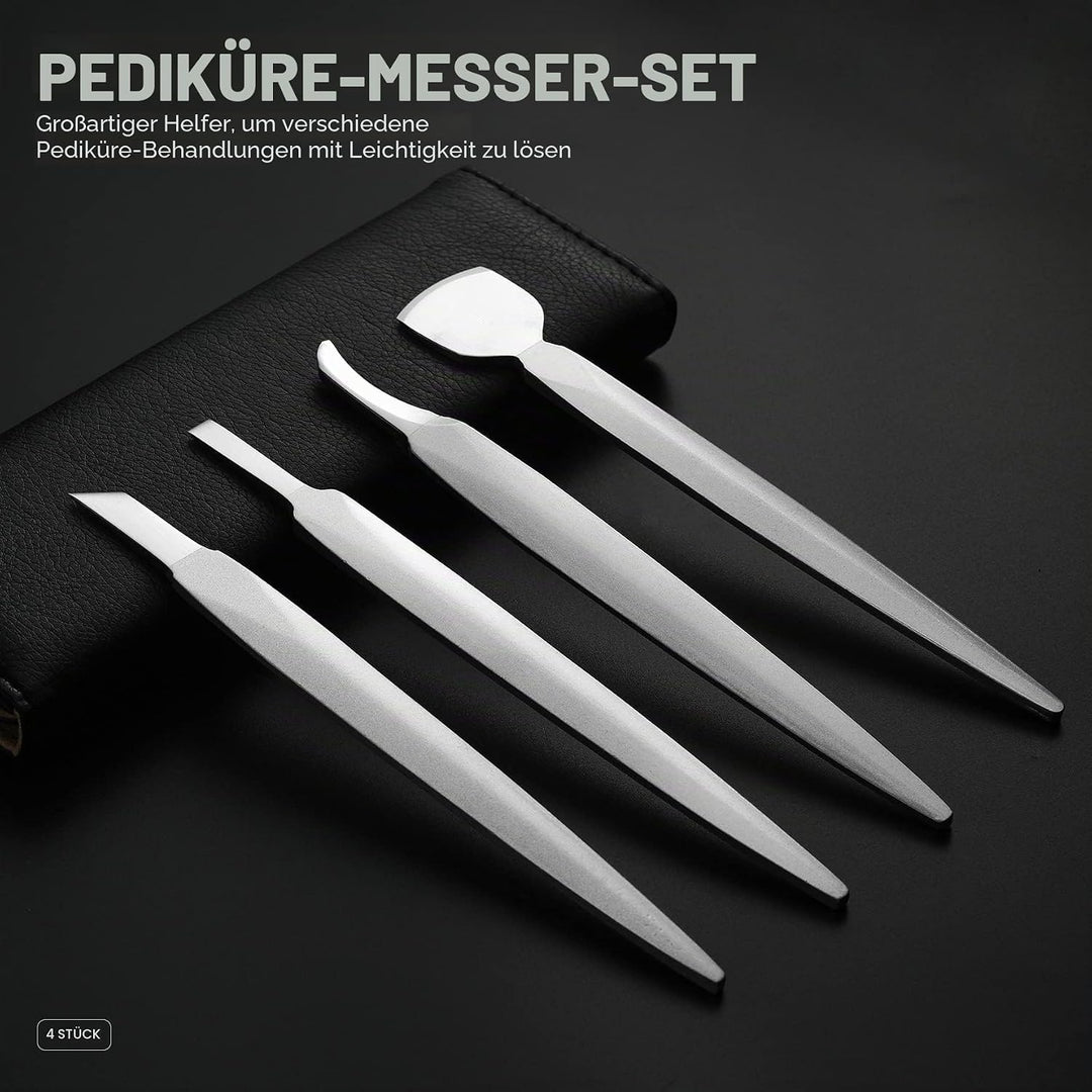 FERYES Pediküre-Messer, eingewachsene Zehennägel, 4-teilig, professionelles Pediküre-Werkzeug-Set, e