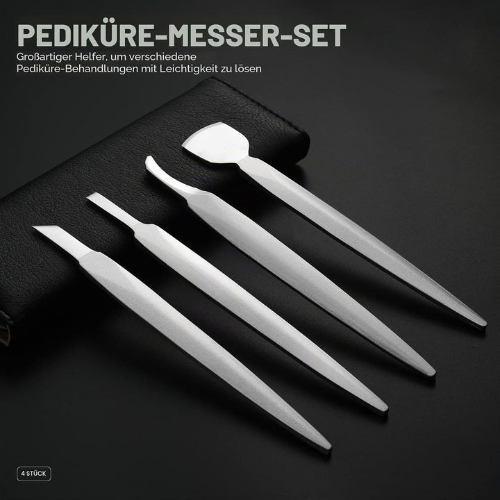 FERYES Pediküre-Messer, eingewachsene Zehennägel, 4-teilig, professionelles Pediküre-Werkzeug-Set, e
