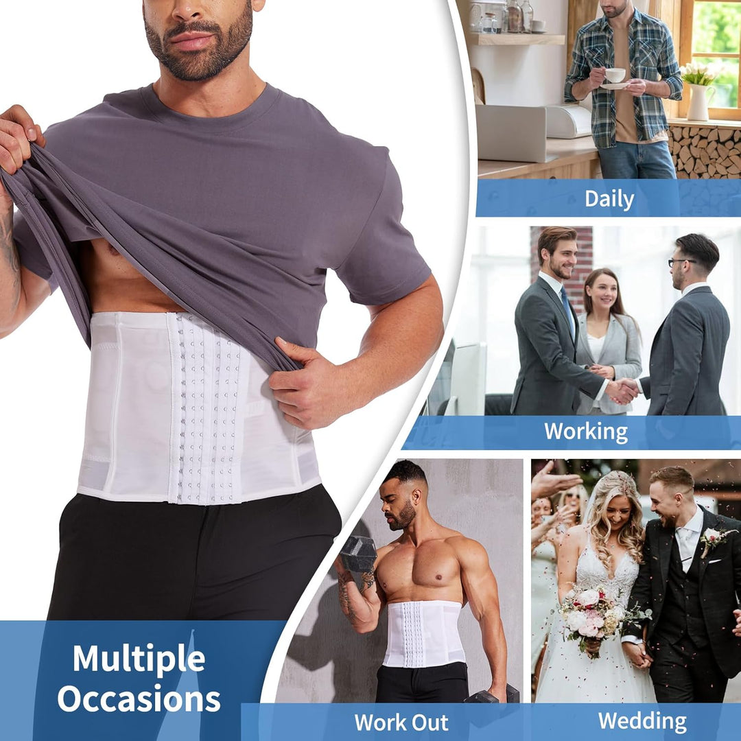 SLIMBELLE Herren Bauchweggürtel Fitnessgürtel Body Shaper Schwitzgürtel Taillenmieder Verstellbarer