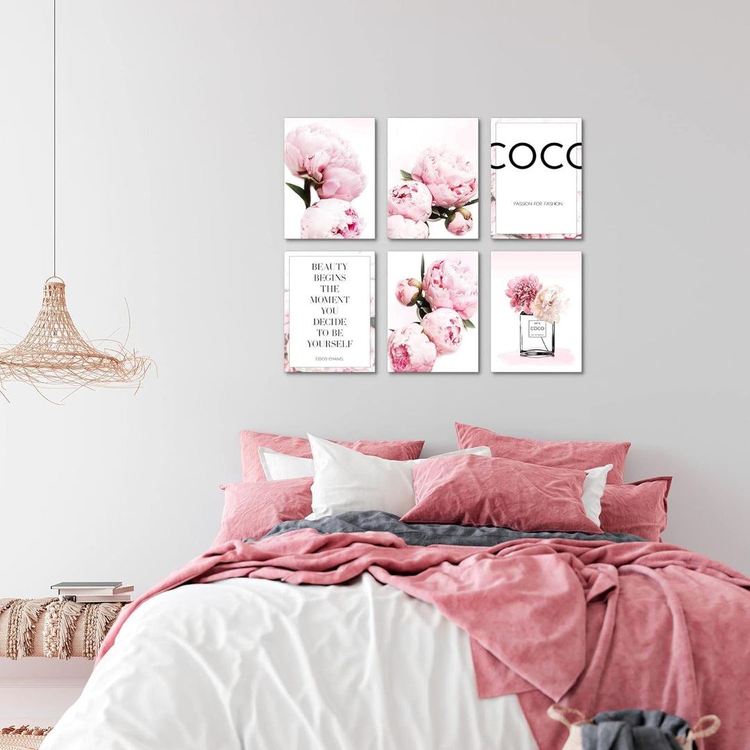 Novart Wandbilder - KEIN EXTRA RAHMEN BENÖTIGT - Wohnzimmer Mädchen Teenager - Bilder Modern Blumen