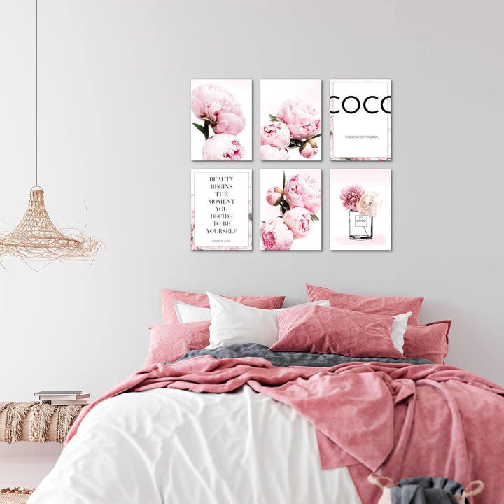 Novart Wandbilder - KEIN EXTRA RAHMEN BENÖTIGT - Wohnzimmer Mädchen Teenager - Bilder Modern Blumen