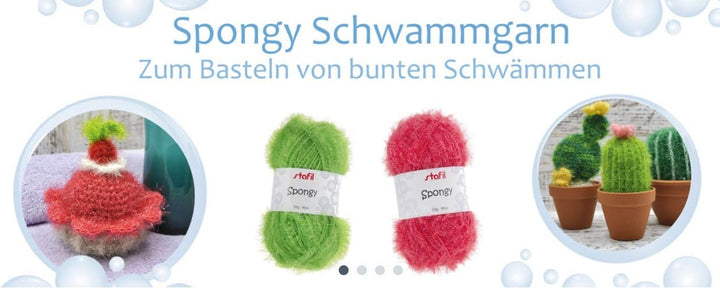 Stafil Spongy Garn Häkelset: 12 unterschedliche Farben Spongy Schwammgarn und Anleitungsbuch Kreativ