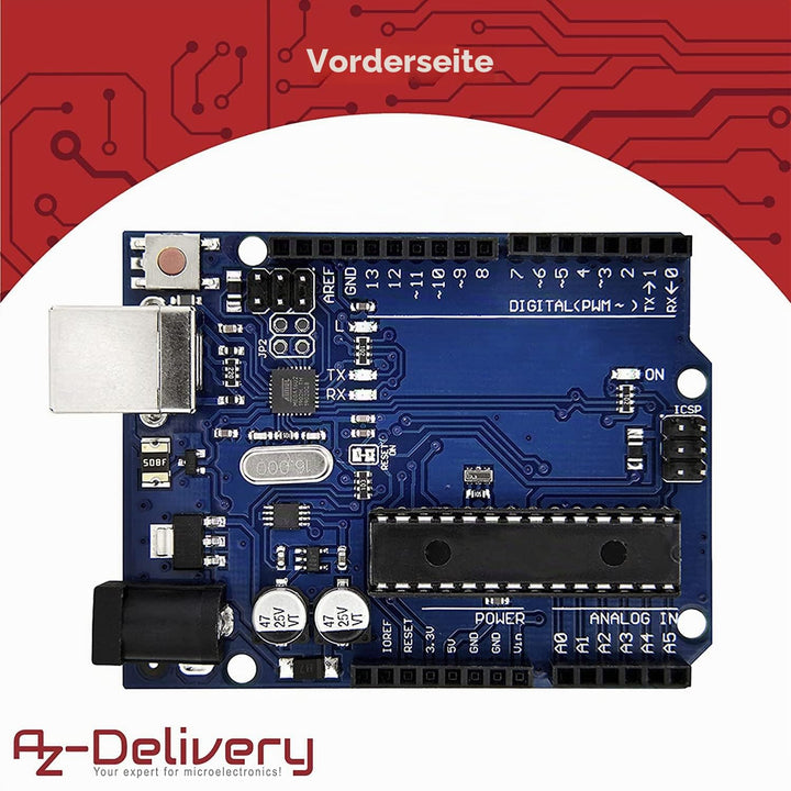 AZDelivery 3 x AZ-ATmega328DIP-Board Mikrocontroller Board ATmega16U2 8-bit Entwicklerboard mit Haup