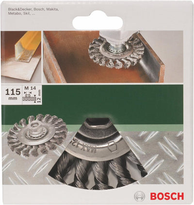 Bosch 2609256512 DIY Scheibenbürste Gezopfter Draht, ø 115 mm, M14 (1)