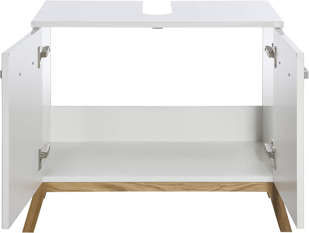 Schildmeyer 2 türiger Waschbeckenunterschrank, Holz, weiss Glanz, 65x35x61 cm
