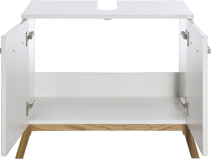 Schildmeyer 2 türiger Waschbeckenunterschrank, Holz, weiss Glanz, 65x35x61 cm