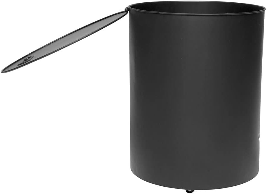 RUECAB - Pelletbox, Holzpellet, runde Pellets für Ofen, Eimer aus Metall mit Deckel, schwarzer Korb
