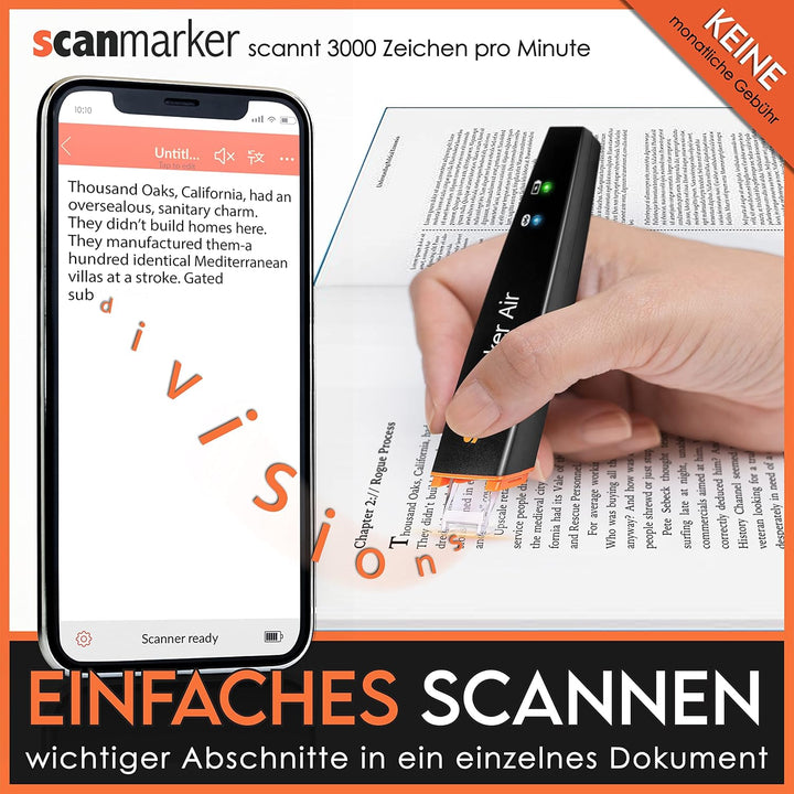 Scanmarker Air - Bluetooth-Scannerstift inkl. OCR, Textübersetzung und Sprachwiedergabe (Schwarz, Sc