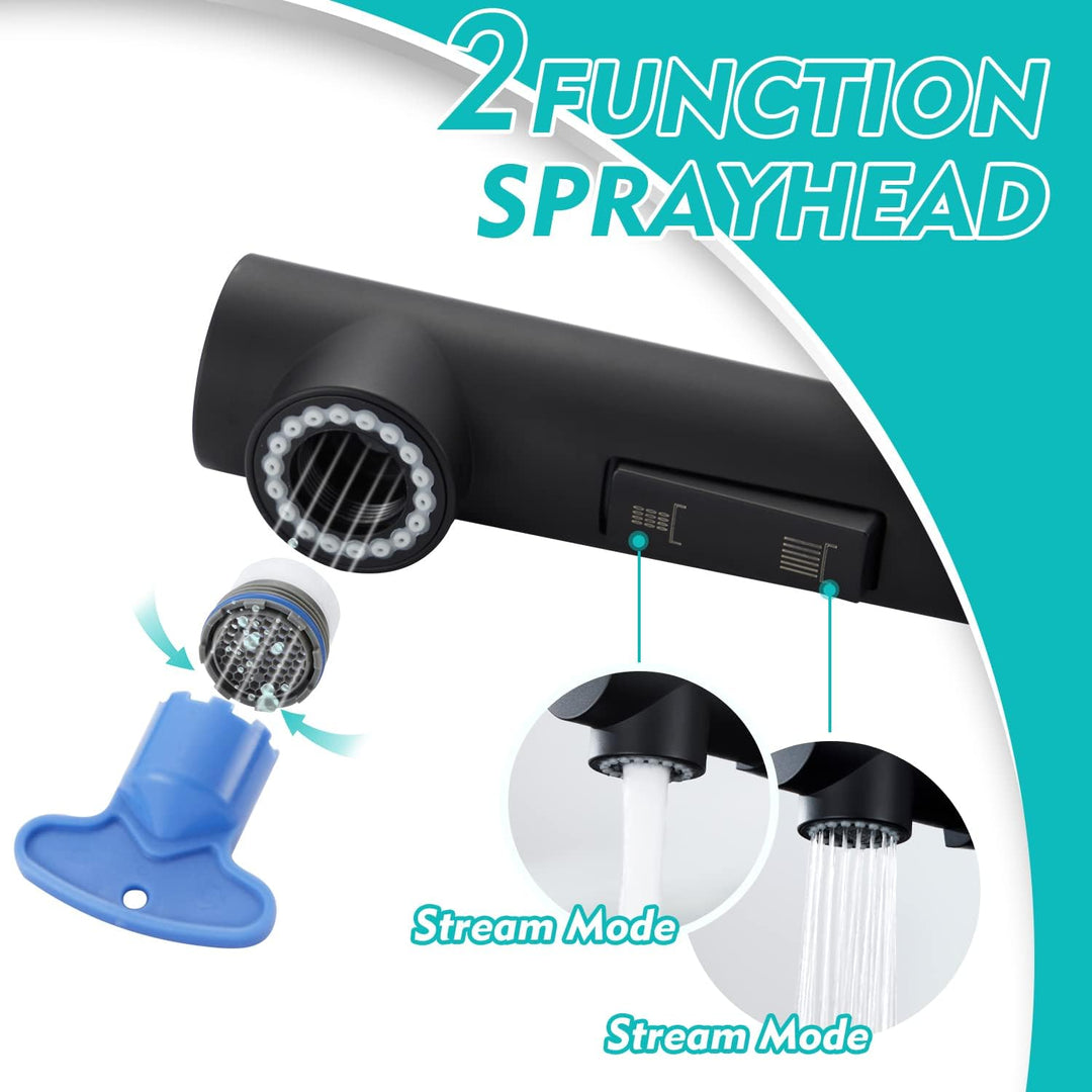 CREA Wasserhahn Küche, Küchenarmatur mit Ausziehbarer Brause, Spültischarmatur Küche mit 2 Strahlart