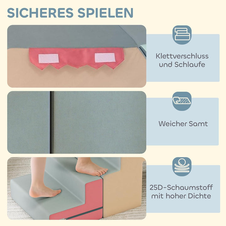 AIYAPLAY Kinder Schaumstoff Bausteine 2er Set Softbausteine Riesenbausteine Grossbausteine mit Samto
