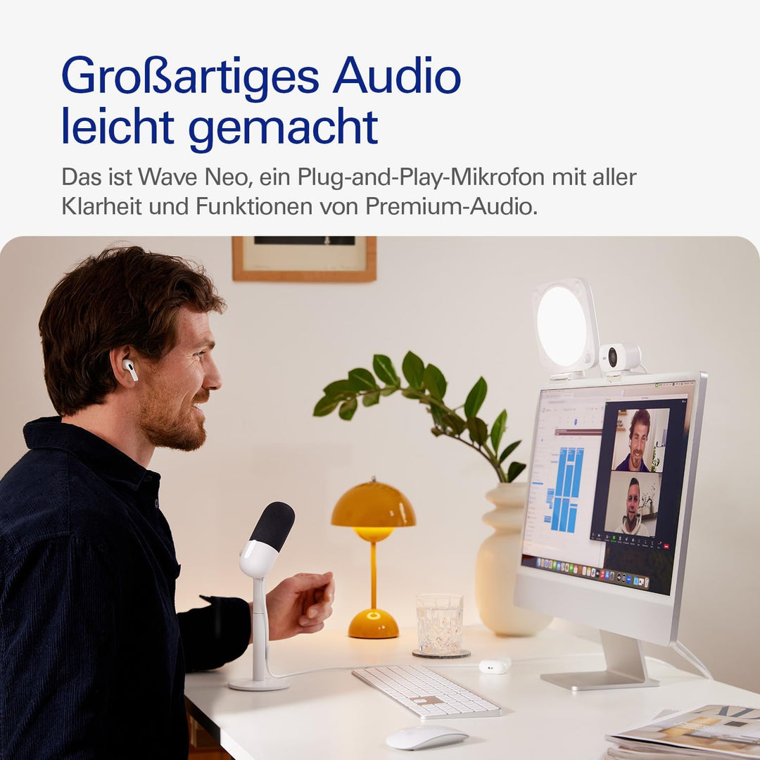 Elgato Wave Neo – USB Kondensatormikrofon, Stummschalten per Tippen, für Gaming, Streaming, Konferen