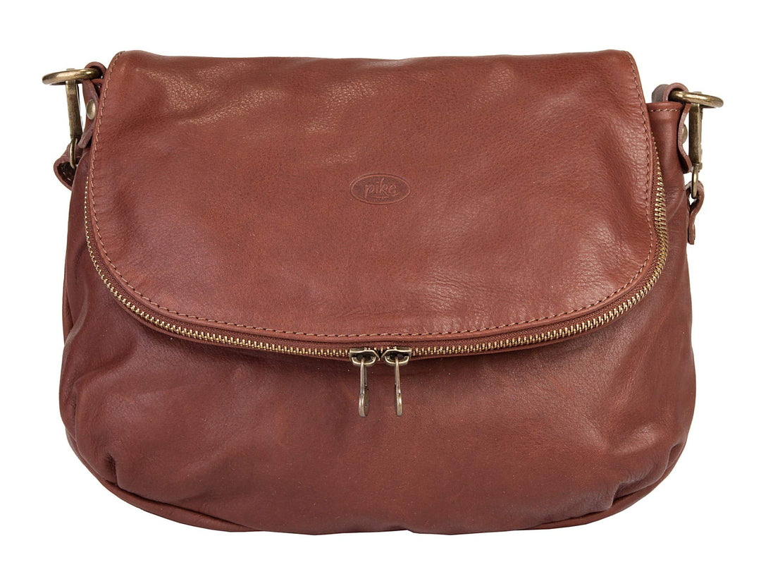 piké Umhängetasche Echt Leder Damen Made in Italy | legere Schultertasche im Slouch-Look | elegantes