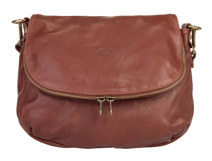 piké Umhängetasche Echt Leder Damen Made in Italy | legere Schultertasche im Slouch-Look | elegantes