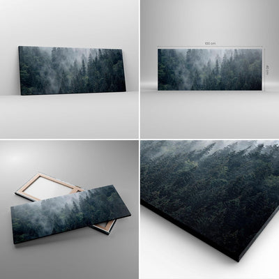 Panorama Bilder auf Leinwand 100x40cm Leinwandbild mit Rahmen Wald Baum Natur Gross Wanddeko Bild Sc