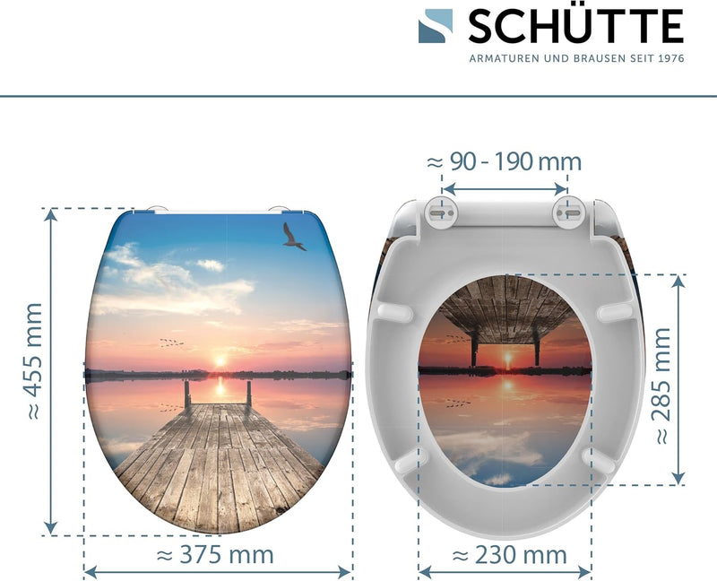 Schütte WC-Sitz SUNSET SKY mit Absenkautomatik, Toilettendeckel mit Motiv und Schnellverschluss für