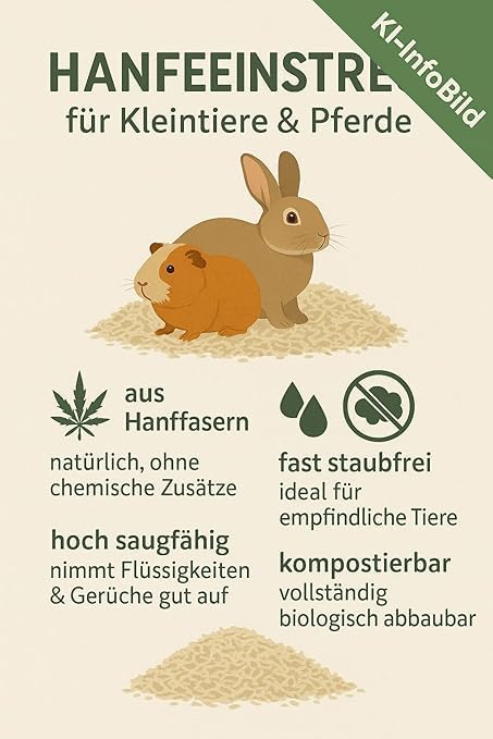 Power-Hemp Classic | Einstreu Pferde & Kleintiere | 100% Hanf | Allergiker (80 kg (4 Ballen)), 80 kg
