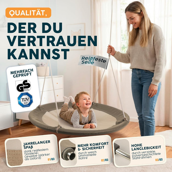 Nestschaukel Outdoor - [inkl. Abdeckhaube] - TÜV/GS geprüft - Höhenverstellbare Schaukel Outdoor und