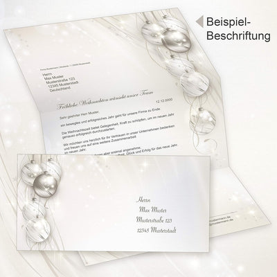 ELEGANCE 100 Sets Weihnachtsbriefpapier mit Umschlag ohne Fenster, Briefpapier Weihnachten A4 100 Se