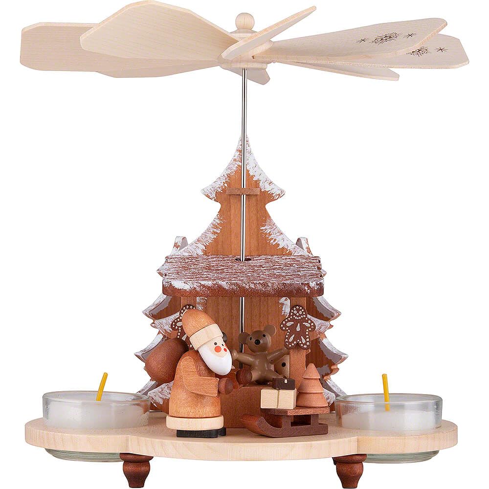 Christian Ulbricht 1-stöckige Pyramide Weihnachtsmann auf Striezelmarkt Natur - 19,5 cm