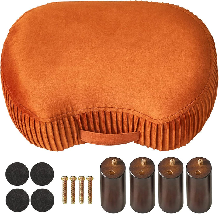 YMYNY Fusshocker, Sitzbank mit Griff, Gebogener Tritthocker mit weichem Sitzkissen, Gepolsterter Hoc